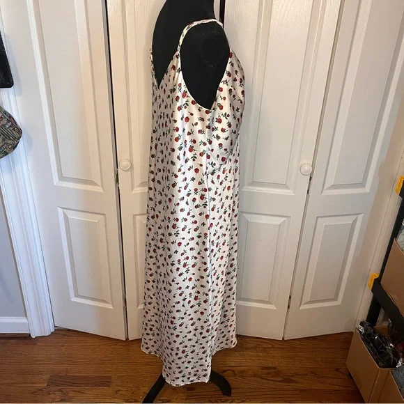 Maxi Slip Dress Rose Sz L Adjustable Straps Side Slit Vintage-inspired Viral - Picture 6 of 9